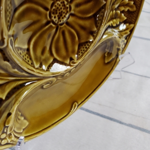 Vintage 1950s Gien France Green Divided Fondue  Plates Set of 4 - Picture 9 of 16